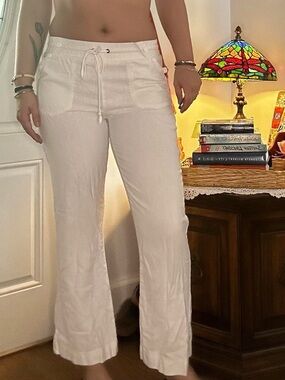 Ci Sono White Flared Drawstring Pants
